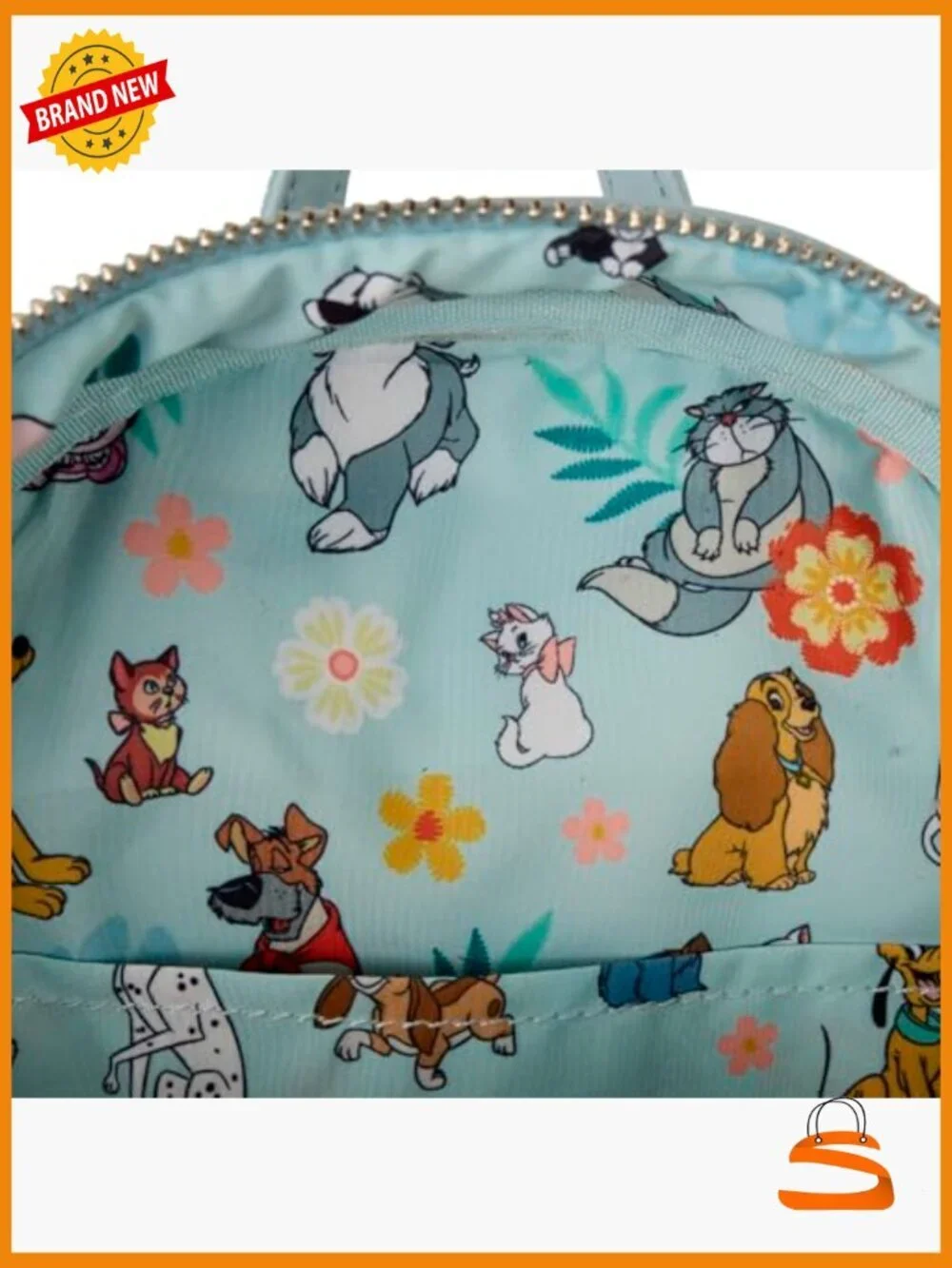 Disney Dogs & Cats Faux Denim Fringe Mini Backpack